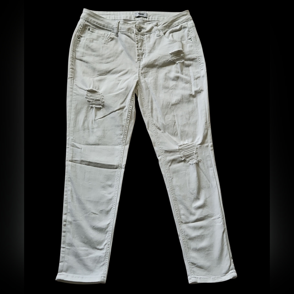 Kensie Distressed White Jeans Womens 8/29